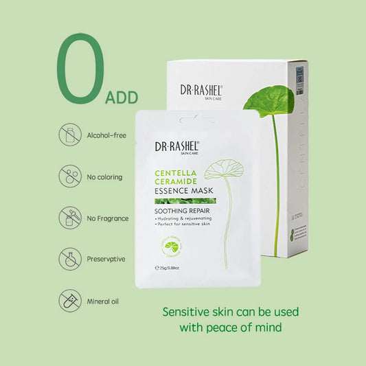 Dr. Rashel Centella Ceramide Essence Mask – Soothing Repair Sheet Mask for Dry & Sensitive Skin Pack of 10