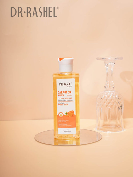 Dr RASHEL Face & Body Carrot Oil Arbutin SPF50+ Ultra Whitening keep Skin Soft and Supple