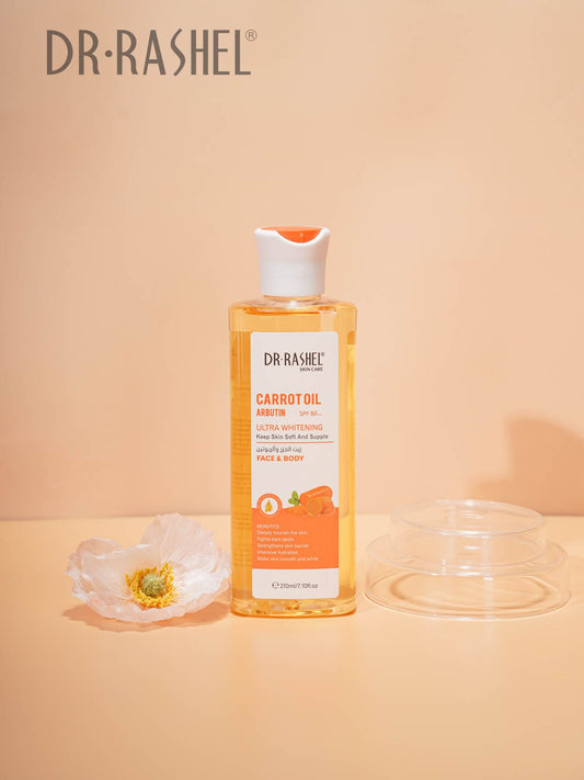 Dr RASHEL Face & Body Carrot Oil Arbutin SPF50+ Ultra Whitening keep Skin Soft and Supple