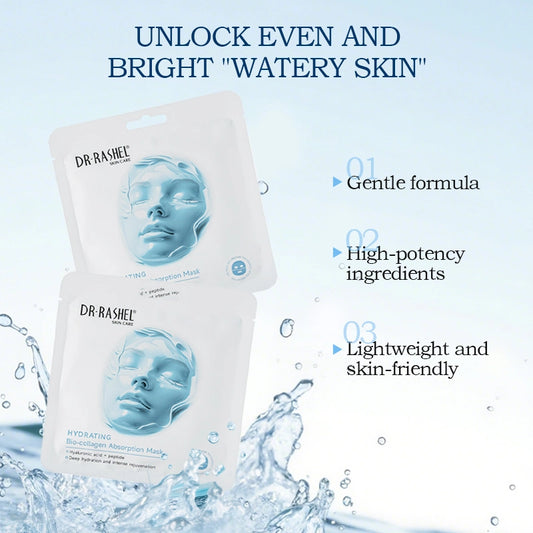 DR.RASHEL Hydrating Bio-Collagen Absorption Face Mask | Deep Hydration, Moisturizing, Repairing & Brightening (Pack Of 12)