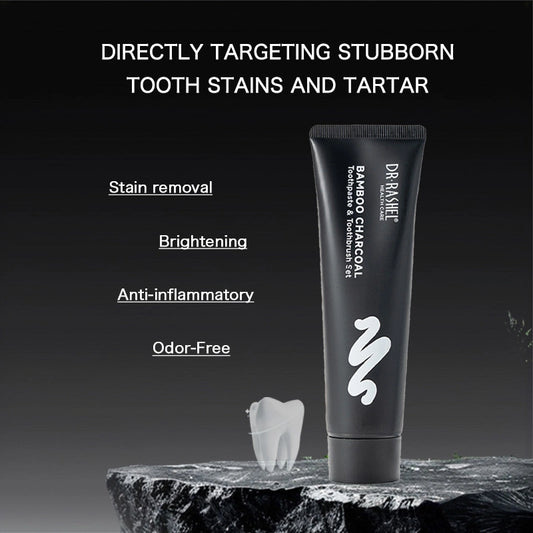 DR.RASHEL Bamboo Charcoal Toothpaste & Toothbrush Set – Cleaner, Fresher & Brighter Smile