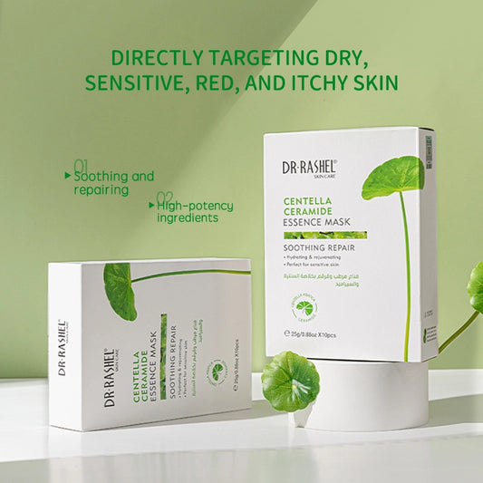 Dr. Rashel Centella Ceramide Essence Mask – Soothing Repair Sheet Mask for Dry & Sensitive Skin Pack of 10
