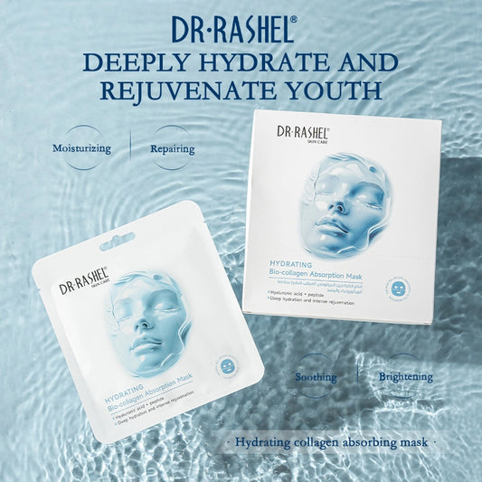 DR.RASHEL Hydrating Bio-Collagen Absorption Face Mask | Deep Hydration, Moisturizing, Repairing & Brightening (Pack Of 12)
