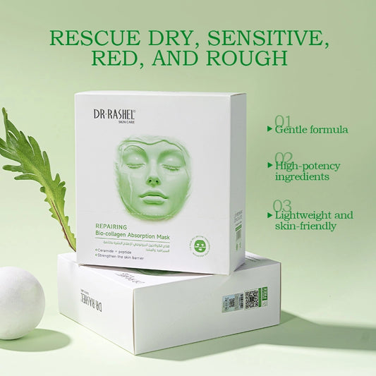 DR.RASHEL Skin Care Repairing Bio-Collagen Absorption Mask with Ceramide + Peptide | Deep Hydration & Skin Barrier Repair Sheet Mask  (Pack Of 12)