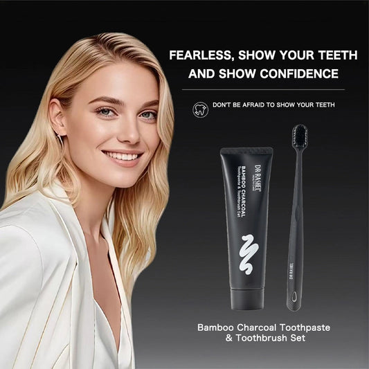 DR.RASHEL Bamboo Charcoal Toothpaste & Toothbrush Set – Cleaner, Fresher & Brighter Smile