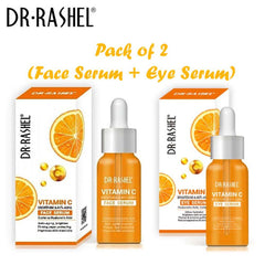 Dr.Rashel Vitamin C Brightening & Anti Aging Face Serum + Eye Serum - Pack of 2 - Dr-Rashel-Official
