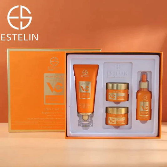 Estelin Vitamin C Plus Hyaluronic, Niacinamide 4Pc Kit Box Packing- Serum, Day & Night Cream, Cleanser